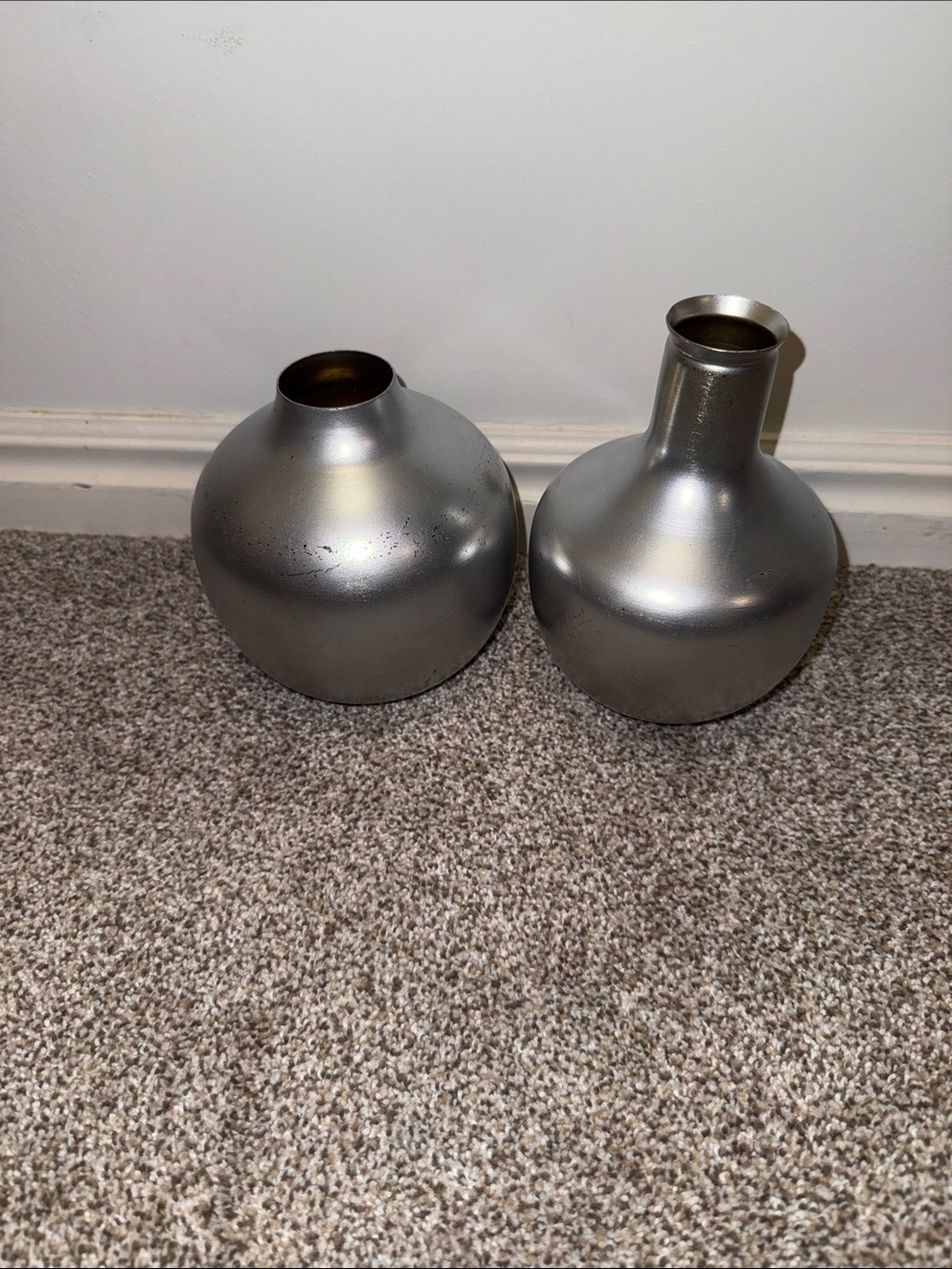 Silver Decorative Metal Bud Vases - Set of 2